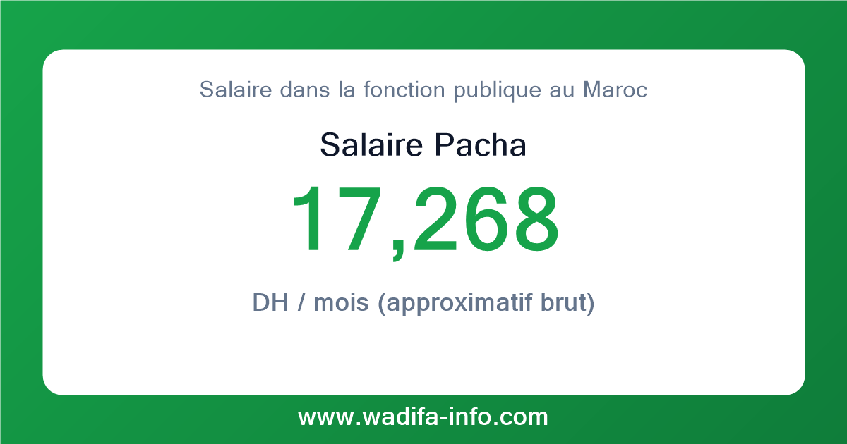 Salaire Pacha au Maroc 2026 — grille officielle de la fonction publique