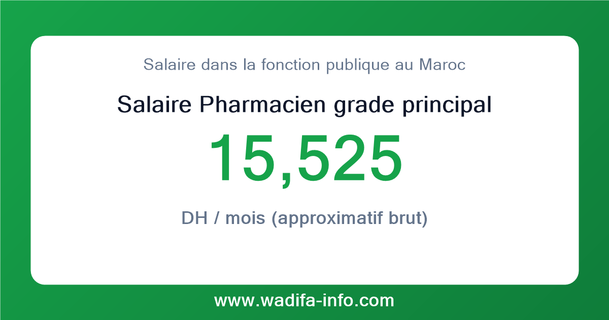 Salaire Pharmacien grade principal au Maroc 2026 — grille officielle de la fonction publique
