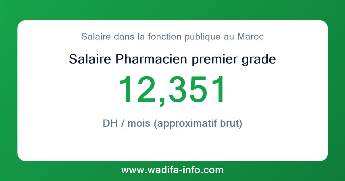 Salaire Pharmacien premier grade au Maroc 2026 — grille officielle de la fonction publique