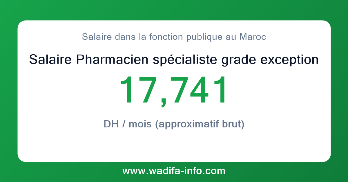 Salaire Pharmacien spécialiste grade exceptionnel au Maroc 2026 — grille officielle de la fonction publique