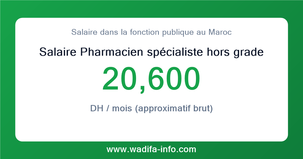 Salaire Pharmacien spécialiste hors grade au Maroc 2026 — grille officielle de la fonction publique