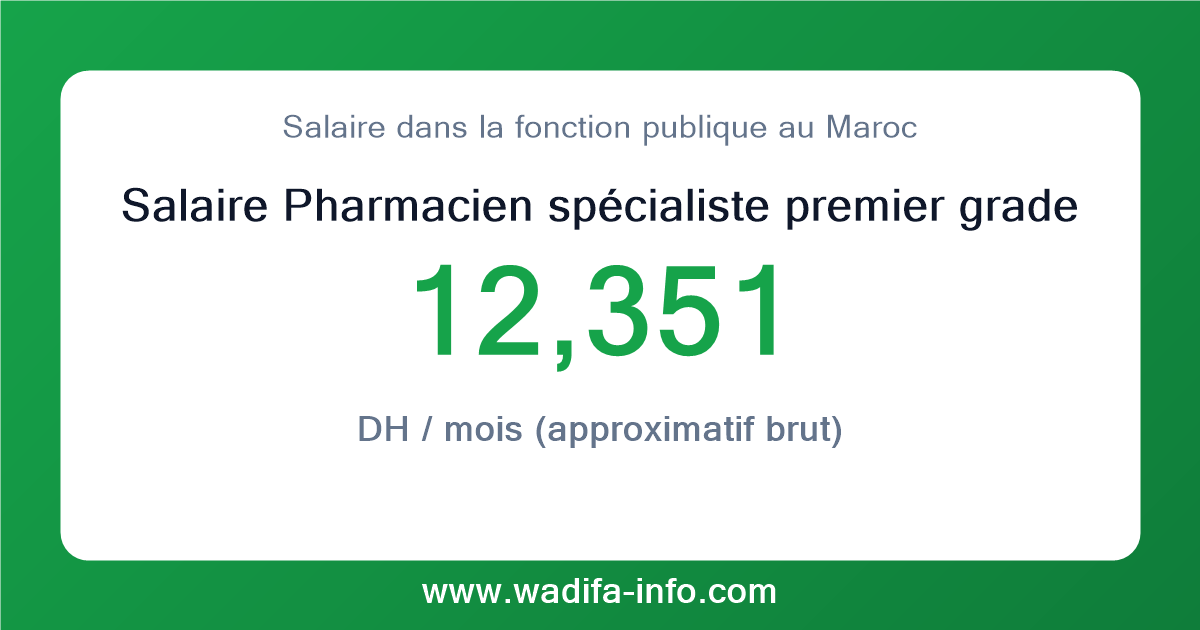 Salaire Pharmacien spécialiste premier grade au Maroc 2026 — grille officielle de la fonction publique