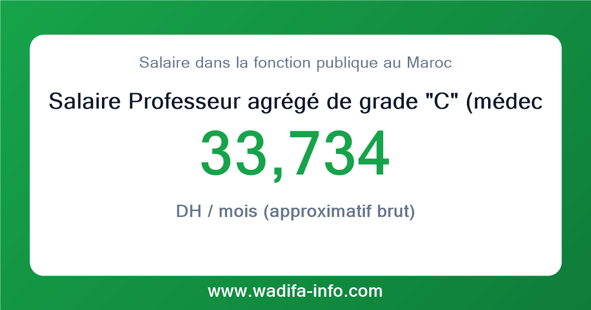 Salaire Professeur agrégé de grade "C" (médecine et pharmacie) au Maroc 2026 — grille officielle de la fonction publique