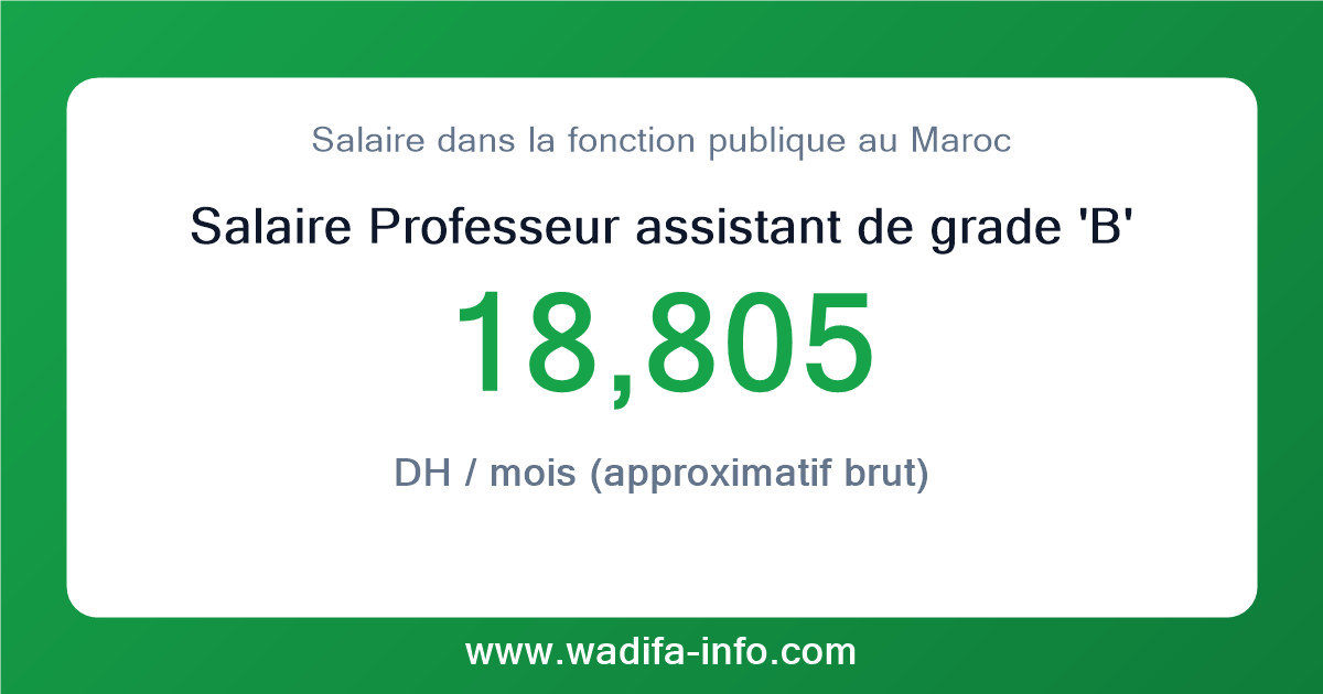 Salaire Professeur assistant de grade 'B' au Maroc 2026 — grille officielle de la fonction publique
