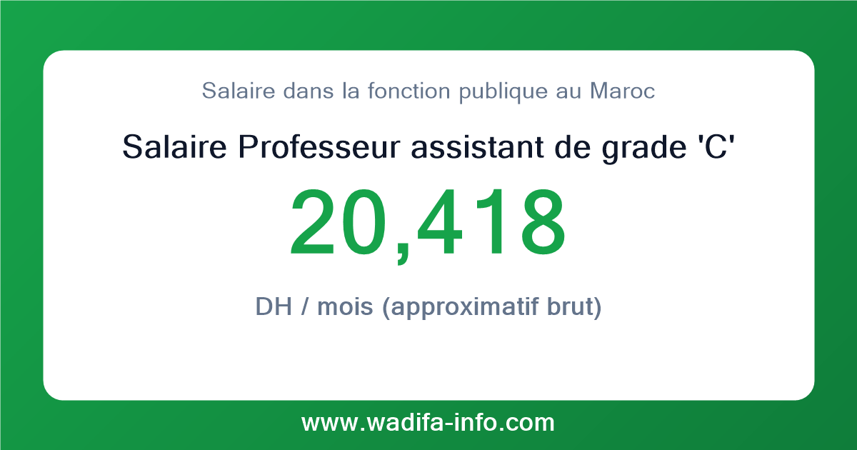 Salaire Professeur assistant de grade 'C' au Maroc 2026 — grille officielle de la fonction publique