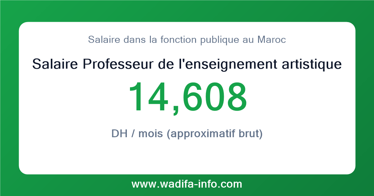 Salaire Professeur de l'enseignement artistique de grade principal (Personnel d'inspection et d'enseignement artistique exerçant d'autres fonctions) au Maroc 2026 — grille officielle de la fonction publique