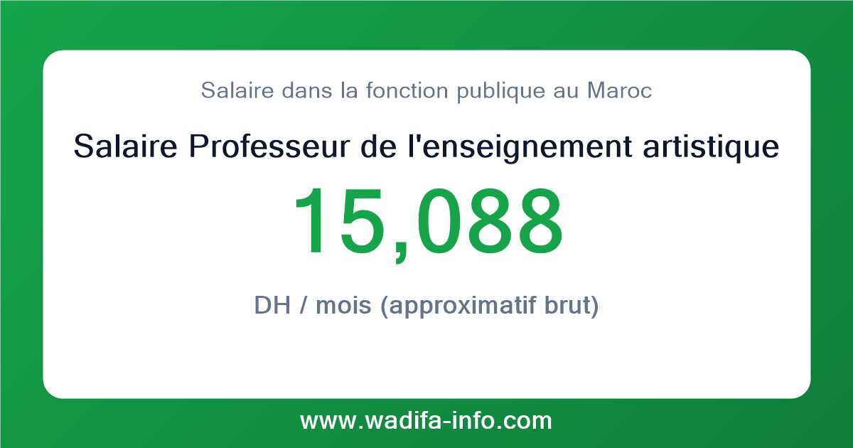 Salaire Professeur de l'enseignement artistique de grade principal (Personnel d'inspection et d'enseignement artistique exerçant des fonctions d'enseignement ou d'inspection) au Maroc 2026 — grille officielle de la fonction publique