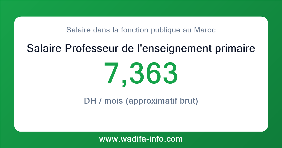 Salaire Professeur de l'enseignement primaire 2ème grade au Maroc 2026 — grille officielle de la fonction publique