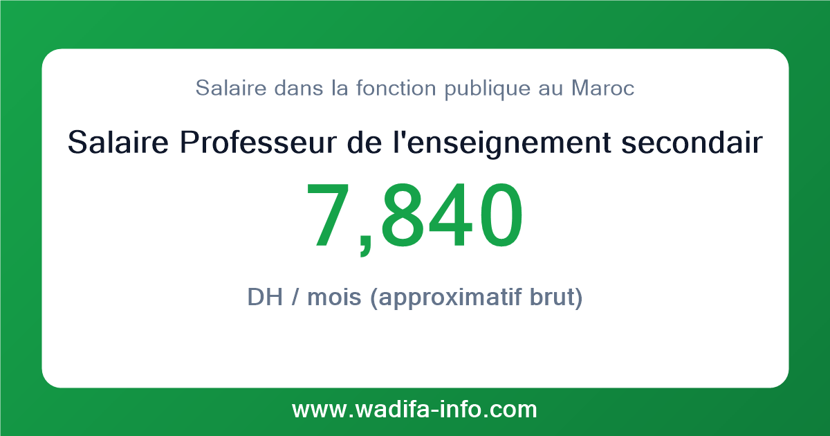Salaire Professeur de l'enseignement secondaire qualifié 2ème grade au Maroc 2026 — grille officielle de la fonction publique