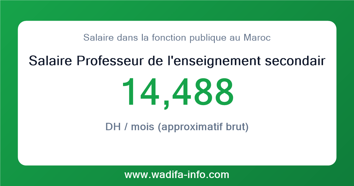 Salaire Professeur de l'enseignement secondaire qualifié grade principal au Maroc 2026 — grille officielle de la fonction publique