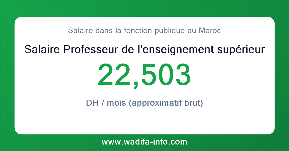 Salaire Professeur de l'enseignement supérieur de grade 'A' (Enseignants chercheurs des établissements d'enseignement supérieur ne relevant pas des universités) au Maroc 2026 — grille officielle de la fonction publique