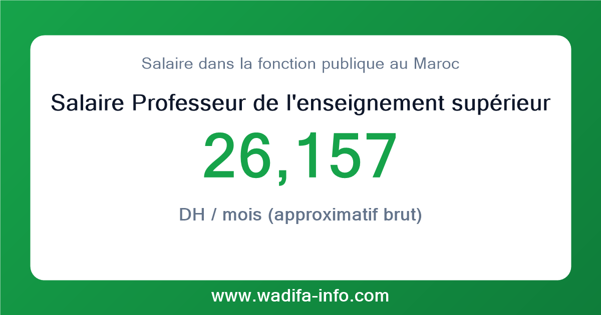 Salaire Professeur de l'enseignement supérieur de grade 'B' (Enseignants chercheurs des établissements d'enseignement supérieur ne relevant pas des universités) au Maroc 2026 — grille officielle de la fonction publique