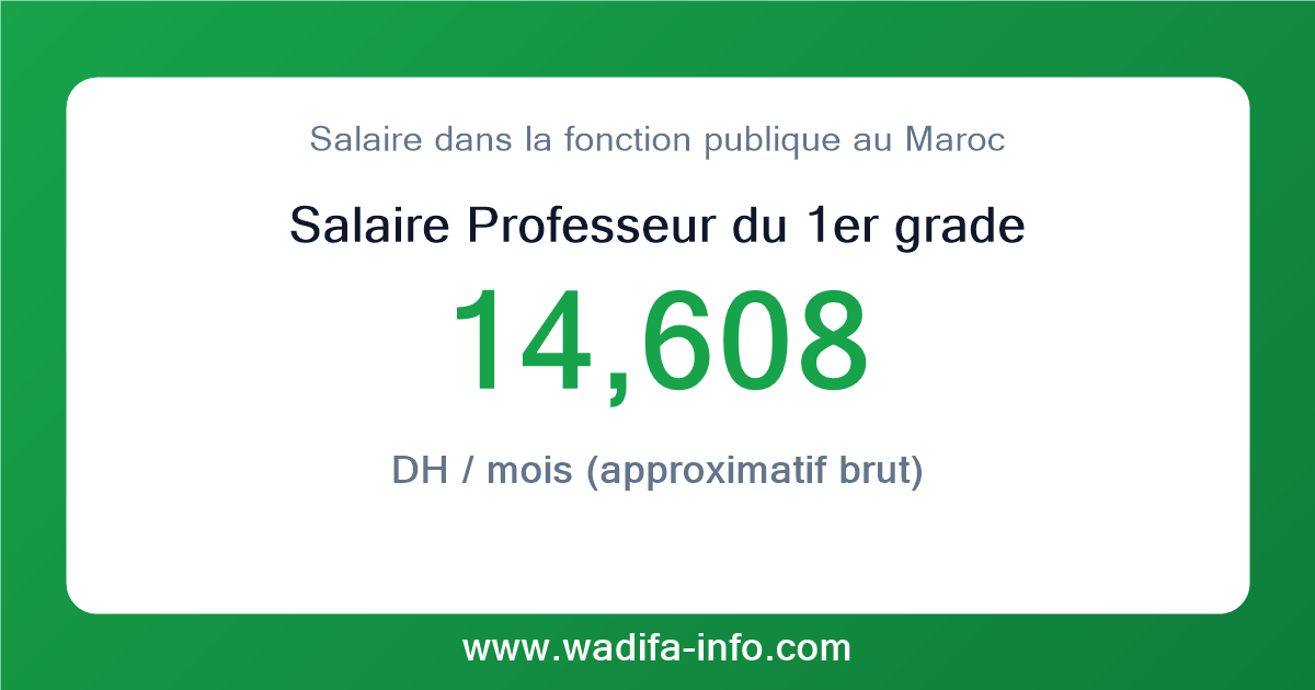 Salaire Professeur du 1er grade au Maroc 2026 — grille officielle de la fonction publique