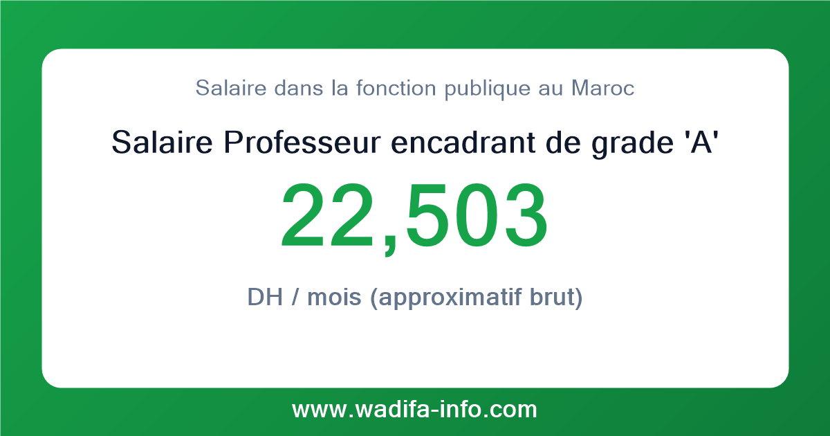 Salaire Professeur encadrant de grade 'A' au Maroc 2026 — grille officielle de la fonction publique