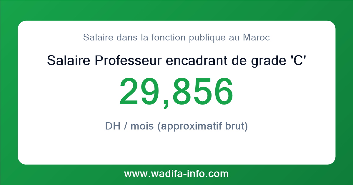 Salaire Professeur encadrant de grade 'C' au Maroc 2026 — grille officielle de la fonction publique