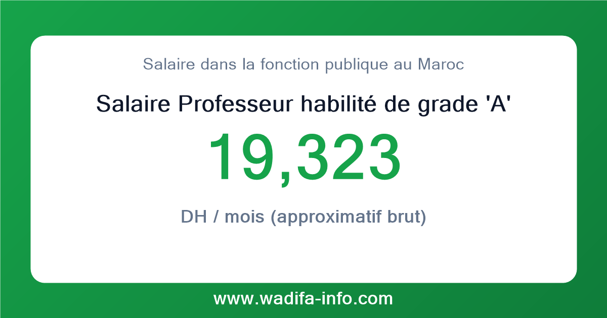 Salaire Professeur habilité de grade 'A' au Maroc 2026 — grille officielle de la fonction publique