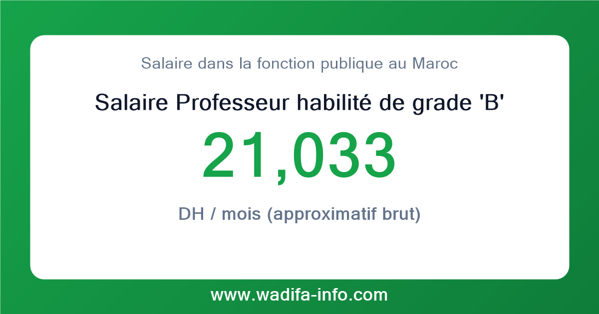 Salaire Professeur habilité de grade 'B' au Maroc 2026 — grille officielle de la fonction publique
