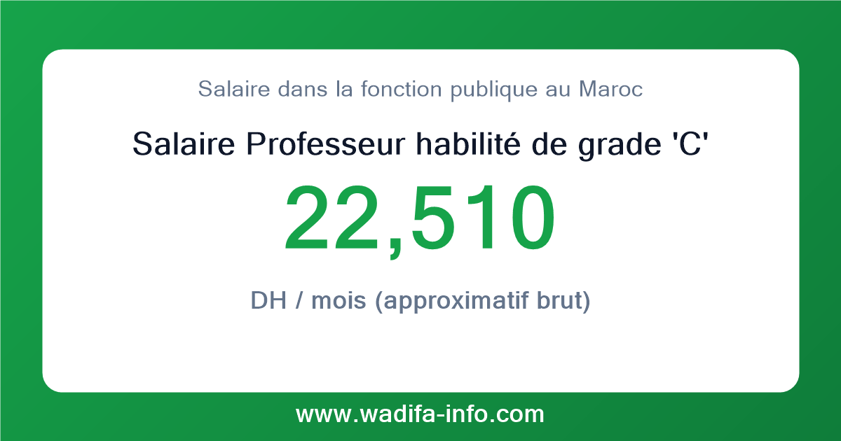Salaire Professeur habilité de grade 'C' au Maroc 2026 — grille officielle de la fonction publique