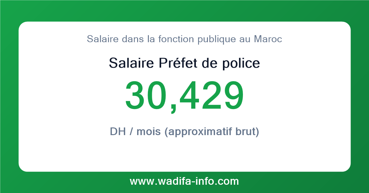 Salaire Préfet de police au Maroc 2026 — grille officielle de la fonction publique