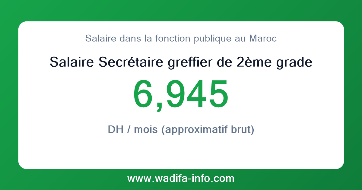 Salaire Secrétaire greffier de 2ème grade au Maroc 2026 — grille officielle de la fonction publique