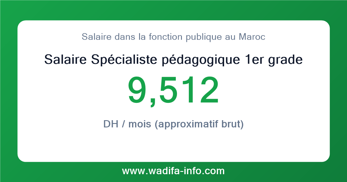 Salaire Spécialiste pédagogique 1er grade au Maroc 2026 — grille officielle de la fonction publique