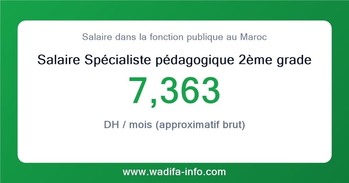 Salaire Spécialiste pédagogique 2ème grade au Maroc 2026 — grille officielle de la fonction publique