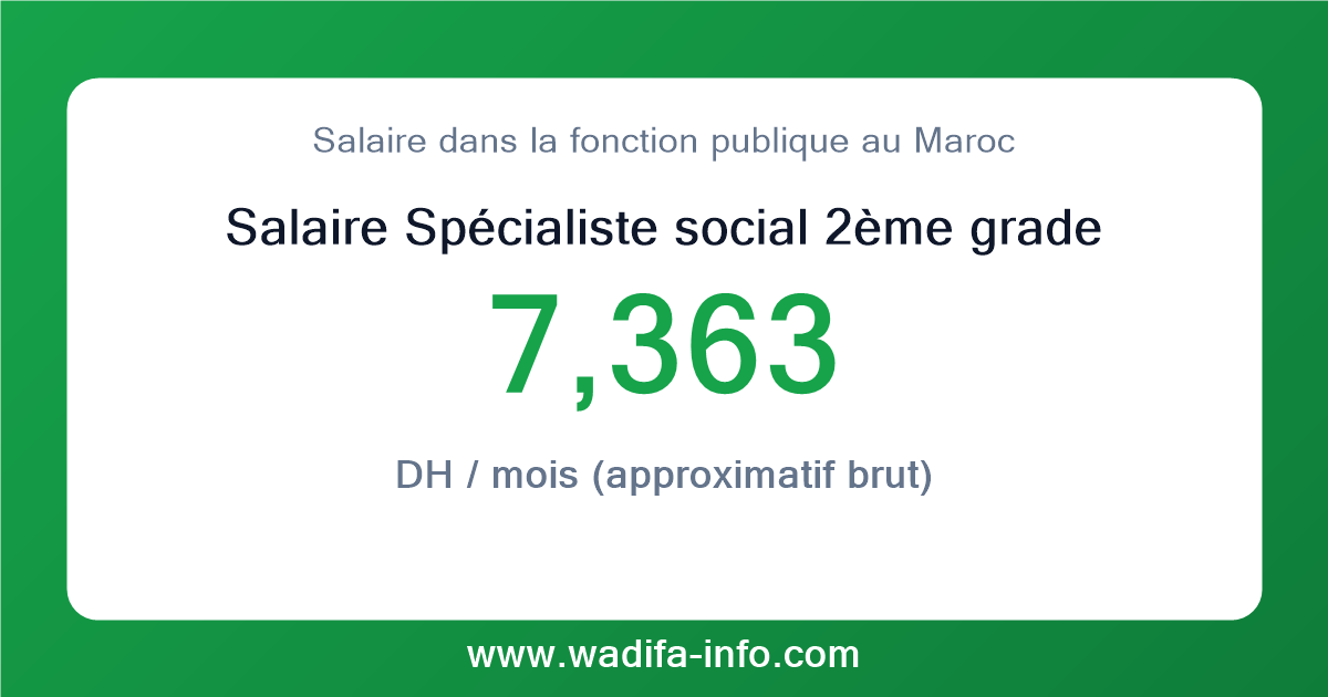 Salaire Spécialiste social 2ème grade au Maroc 2026 — grille officielle de la fonction publique
