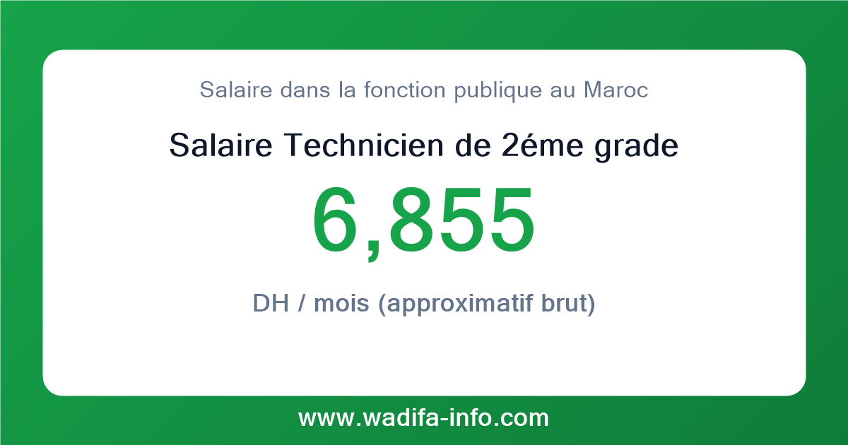Salaire Technicien de 2éme grade au Maroc 2026 — grille officielle de la fonction publique