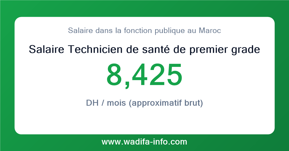 Salaire Technicien de santé de premier grade au Maroc 2026 — grille officielle de la fonction publique