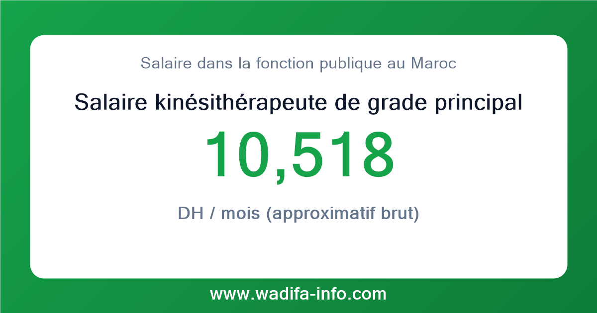 Salaire kinésithérapeute de grade principal au Maroc 2026 — grille officielle de la fonction publique