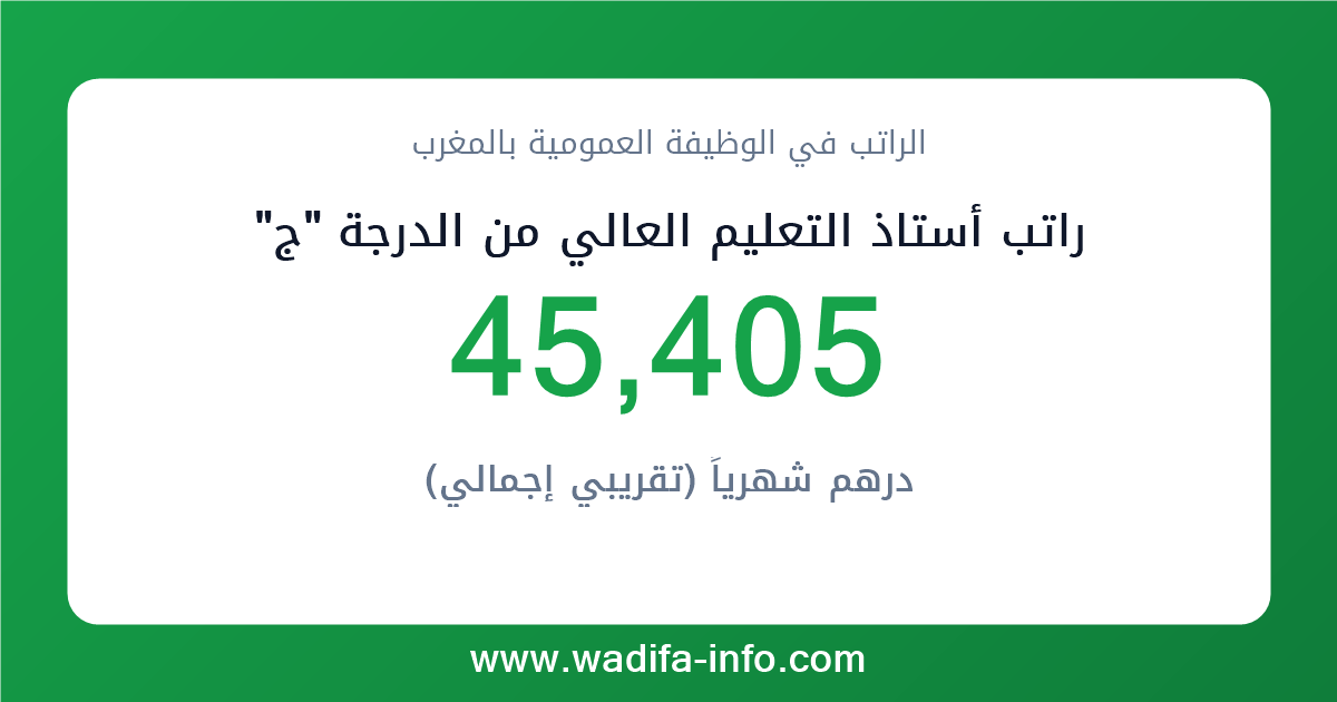 راتب أستاذ التعليم العالي من الدرجة "ج" في المغرب 2026 — شبكة الأجور والتعويضات بالوظيفة العمومية