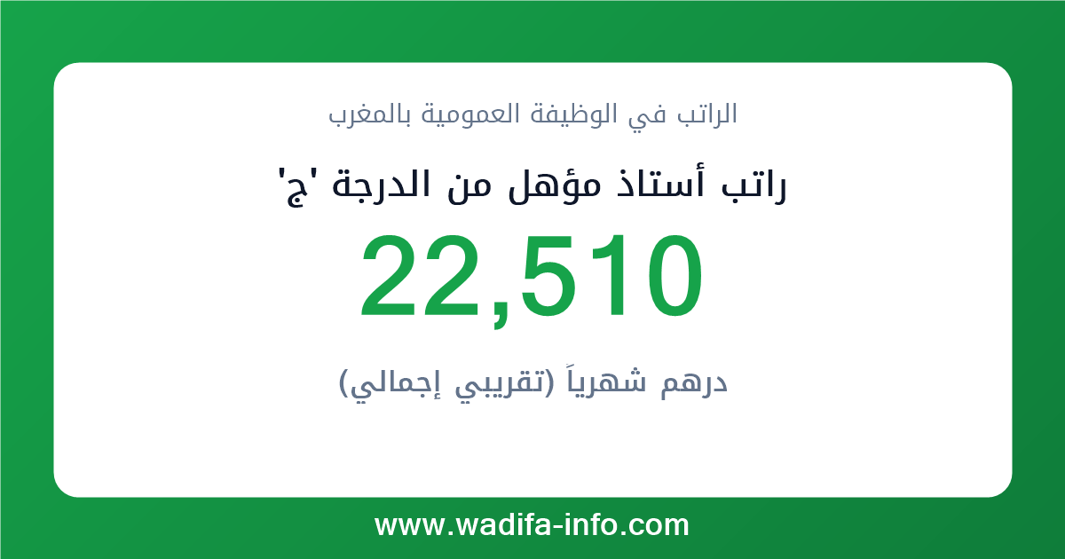 راتب أستاذ مؤهل من الدرجة 'ج' في المغرب 2026 — شبكة الأجور والتعويضات بالوظيفة العمومية