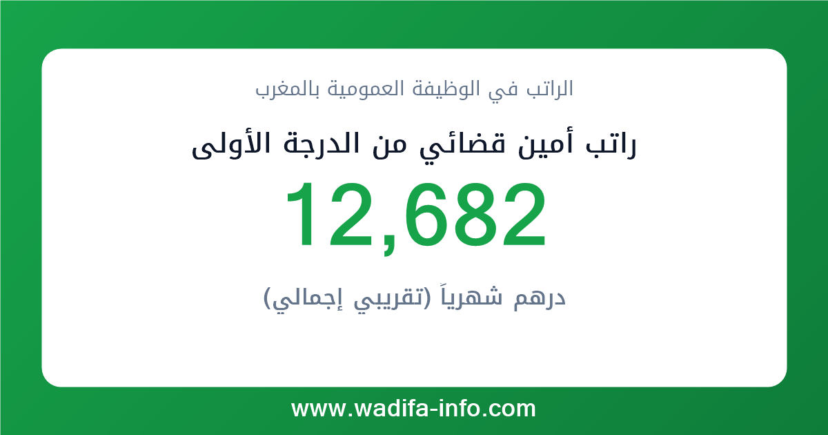راتب أمين قضائي من الدرجة الأولى في المغرب 2026 — شبكة الأجور والتعويضات بالوظيفة العمومية