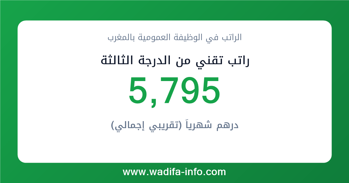 راتب تقني من الدرجة الثالثة في المغرب 2026 — شبكة الأجور والتعويضات بالوظيفة العمومية