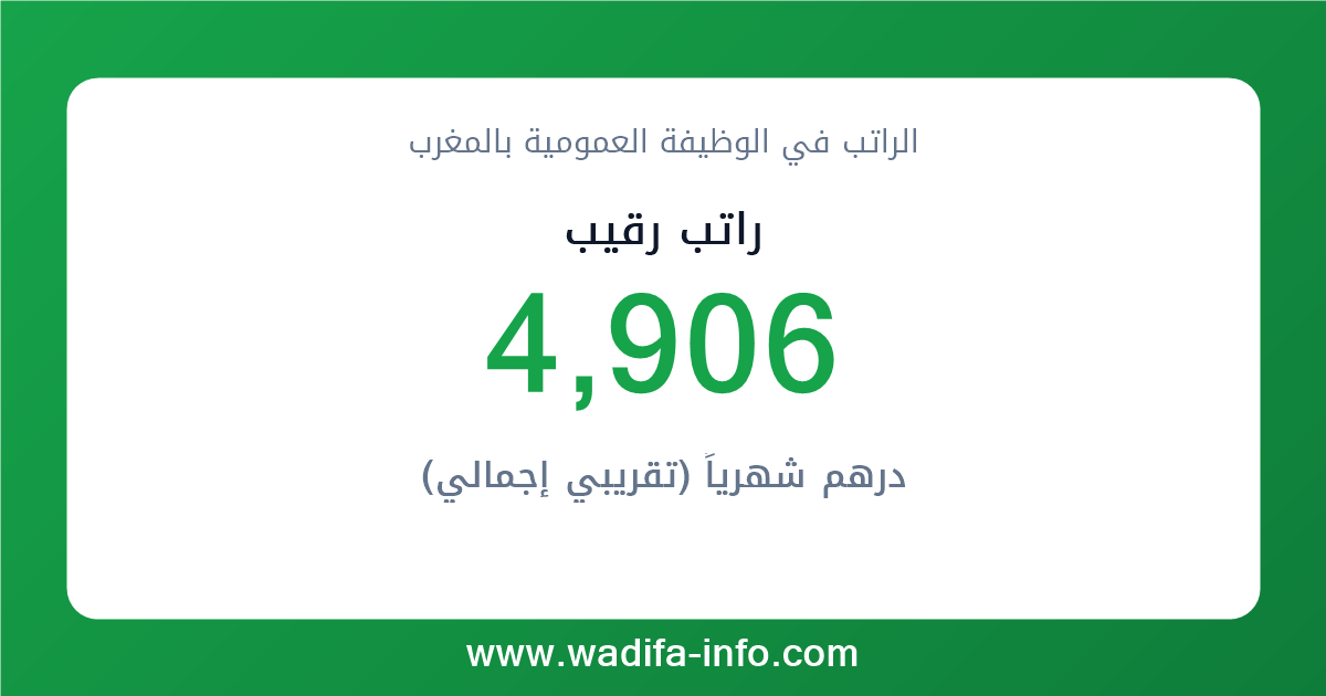 راتب رقيب في المغرب 2026 — شبكة الأجور والتعويضات بالوظيفة العمومية