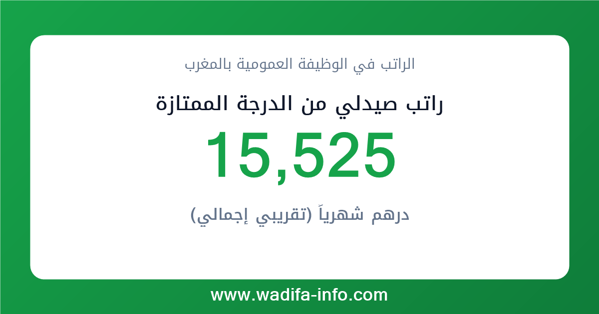 راتب صيدلي من الدرجة الممتازة في المغرب 2026 — شبكة الأجور والتعويضات بالوظيفة العمومية
