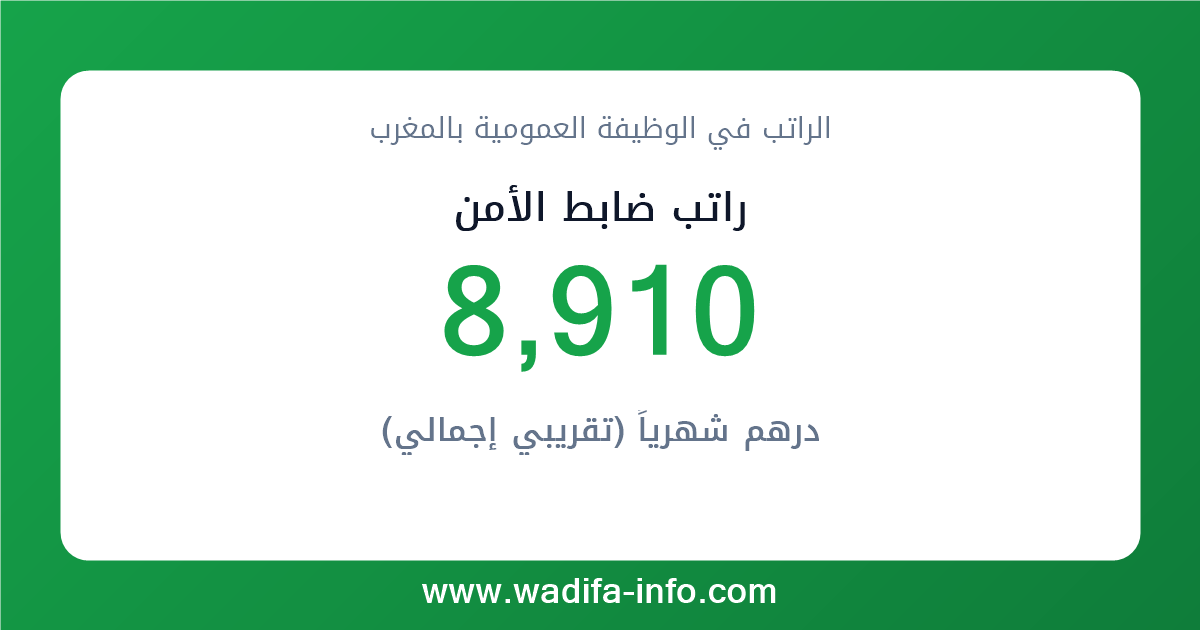 راتب ضابط الأمن في المغرب 2026 — شبكة الأجور والتعويضات بالوظيفة العمومية