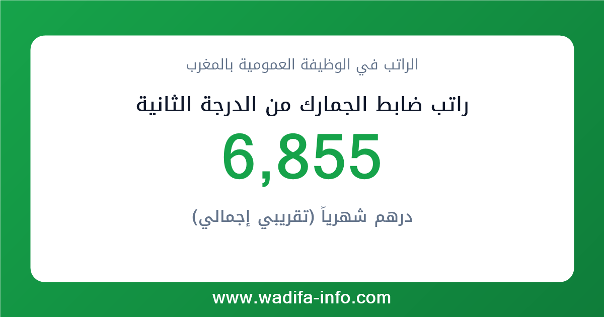 راتب ضابط الجمارك من الدرجة الثانية في المغرب 2026 — شبكة الأجور والتعويضات بالوظيفة العمومية