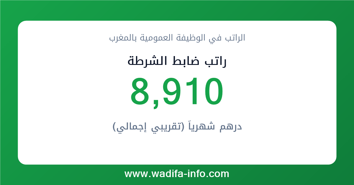 راتب ضابط الشرطة في المغرب 2026 — شبكة الأجور والتعويضات بالوظيفة العمومية