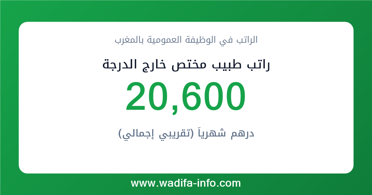 راتب طبيب مختص خارج الدرجة في المغرب 2026 — شبكة الأجور والتعويضات بالوظيفة العمومية
