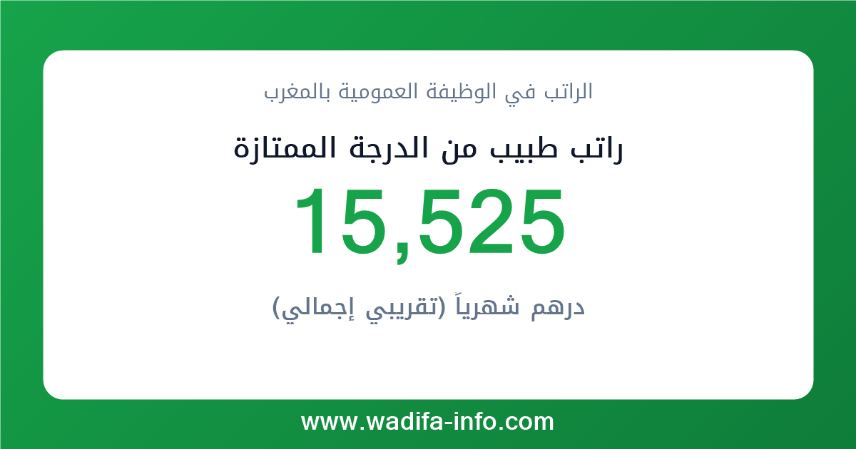 راتب طبيب من الدرجة الممتازة في المغرب 2026 — شبكة الأجور والتعويضات بالوظيفة العمومية