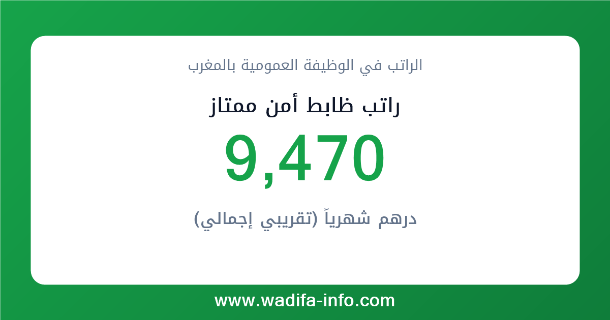 راتب ظابط أمن ممتاز في المغرب 2026 — شبكة الأجور والتعويضات بالوظيفة العمومية