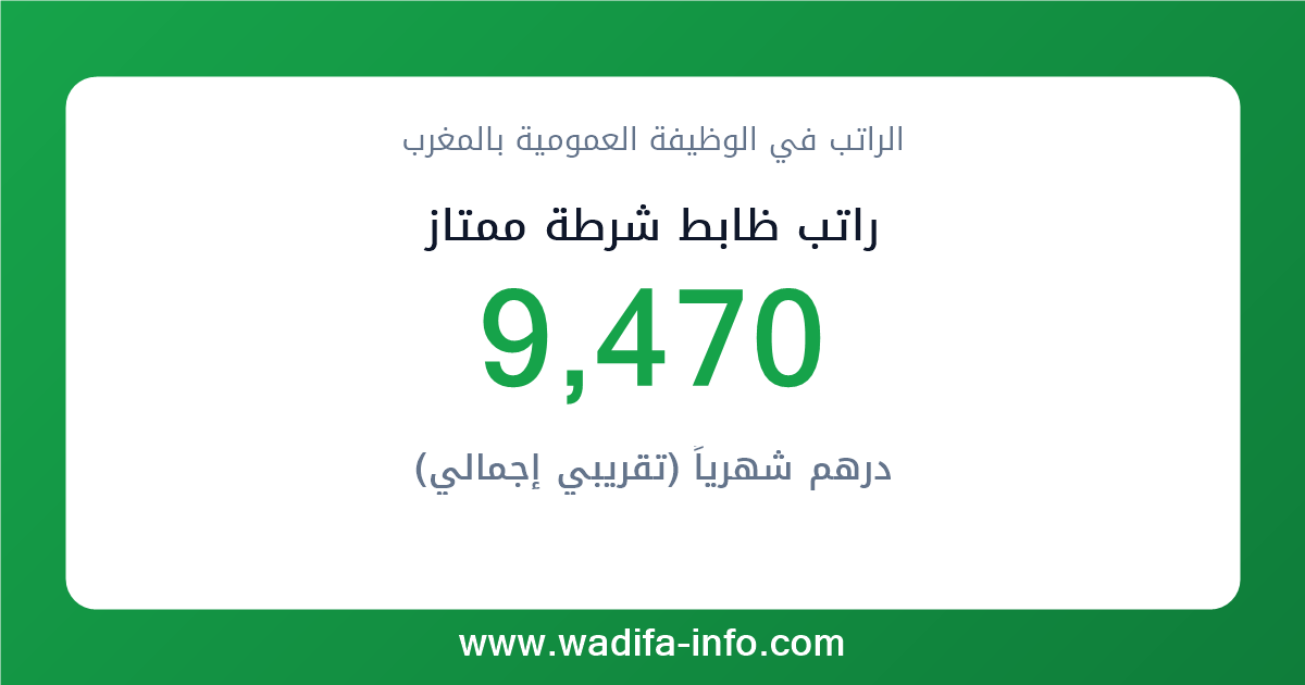 راتب ظابط شرطة ممتاز في المغرب 2026 — شبكة الأجور والتعويضات بالوظيفة العمومية