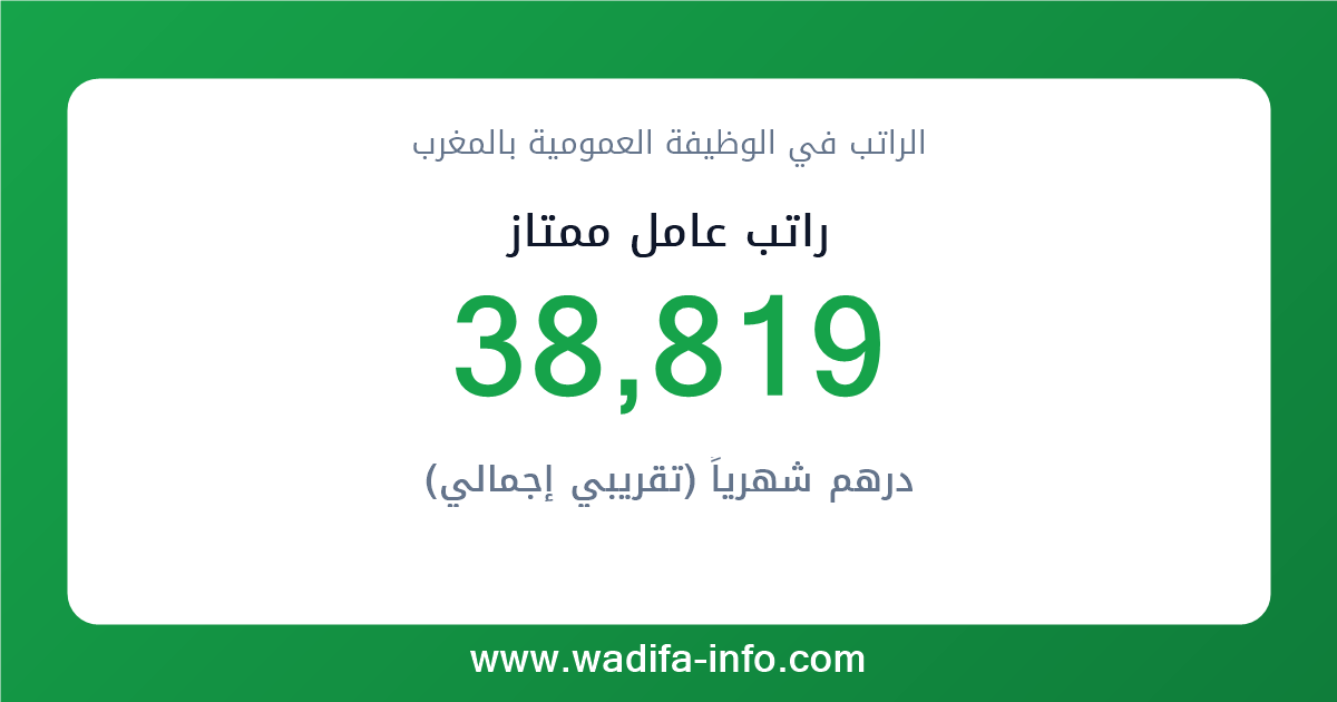 راتب عامل ممتاز في المغرب 2026 — شبكة الأجور والتعويضات بالوظيفة العمومية