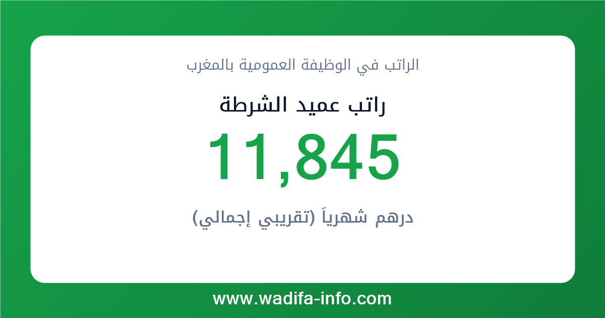 راتب عميد الشرطة في المغرب 2026 — شبكة الأجور والتعويضات بالوظيفة العمومية
