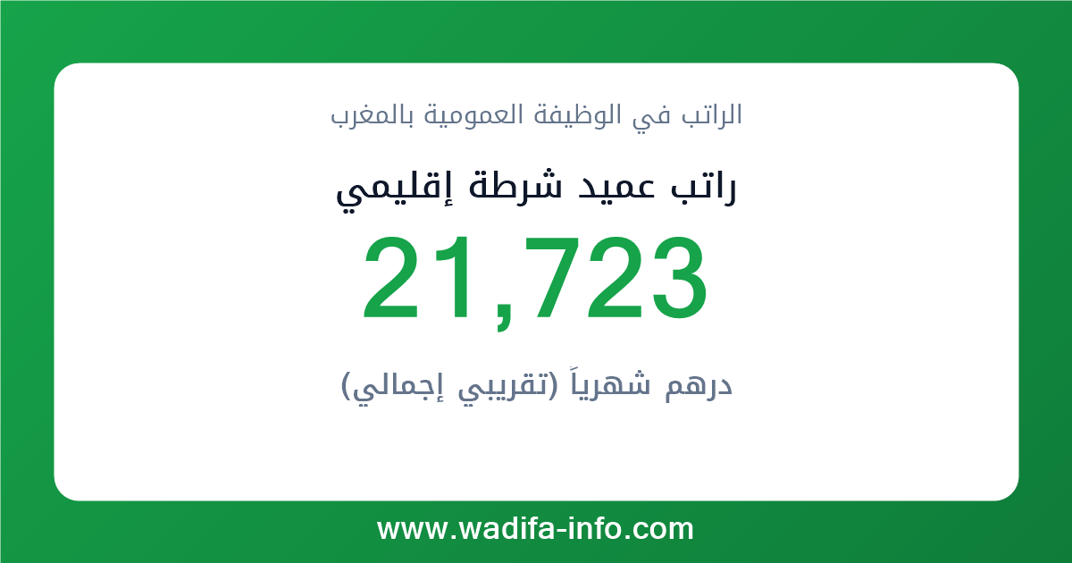 راتب عميد شرطة إقليمي في المغرب 2026 — شبكة الأجور والتعويضات بالوظيفة العمومية