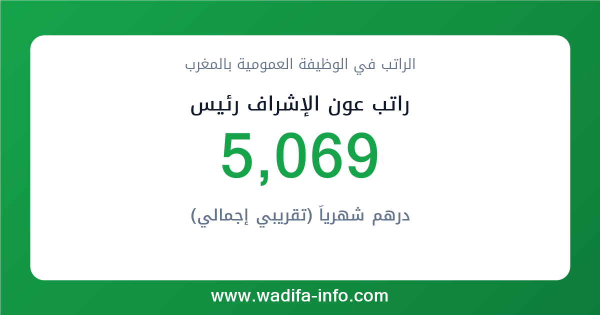 راتب عون الإشراف رئيس في المغرب 2026 — شبكة الأجور والتعويضات بالوظيفة العمومية