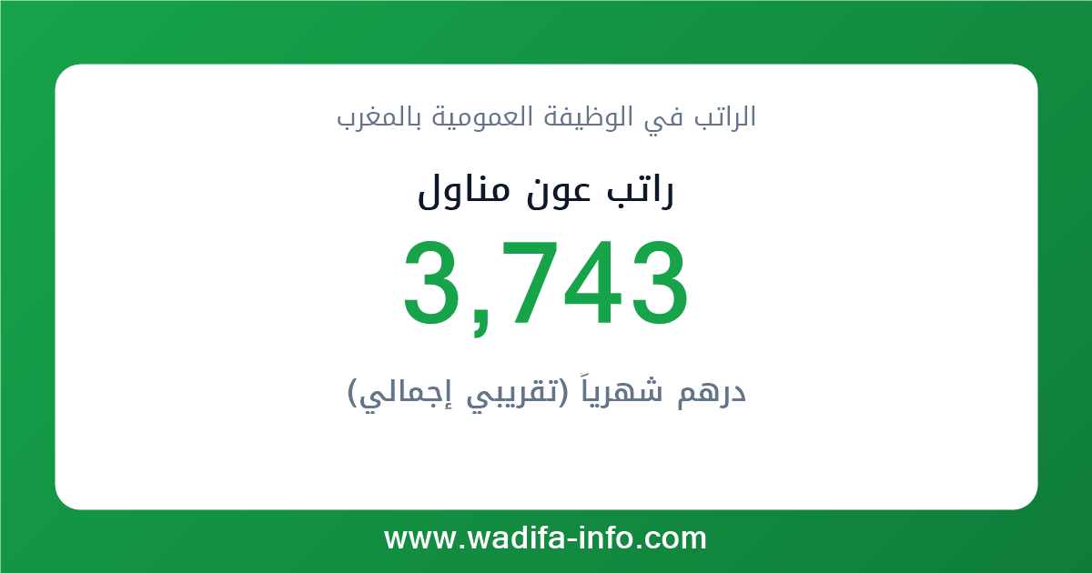 راتب عون مناول في المغرب 2026 — شبكة الأجور والتعويضات بالوظيفة العمومية