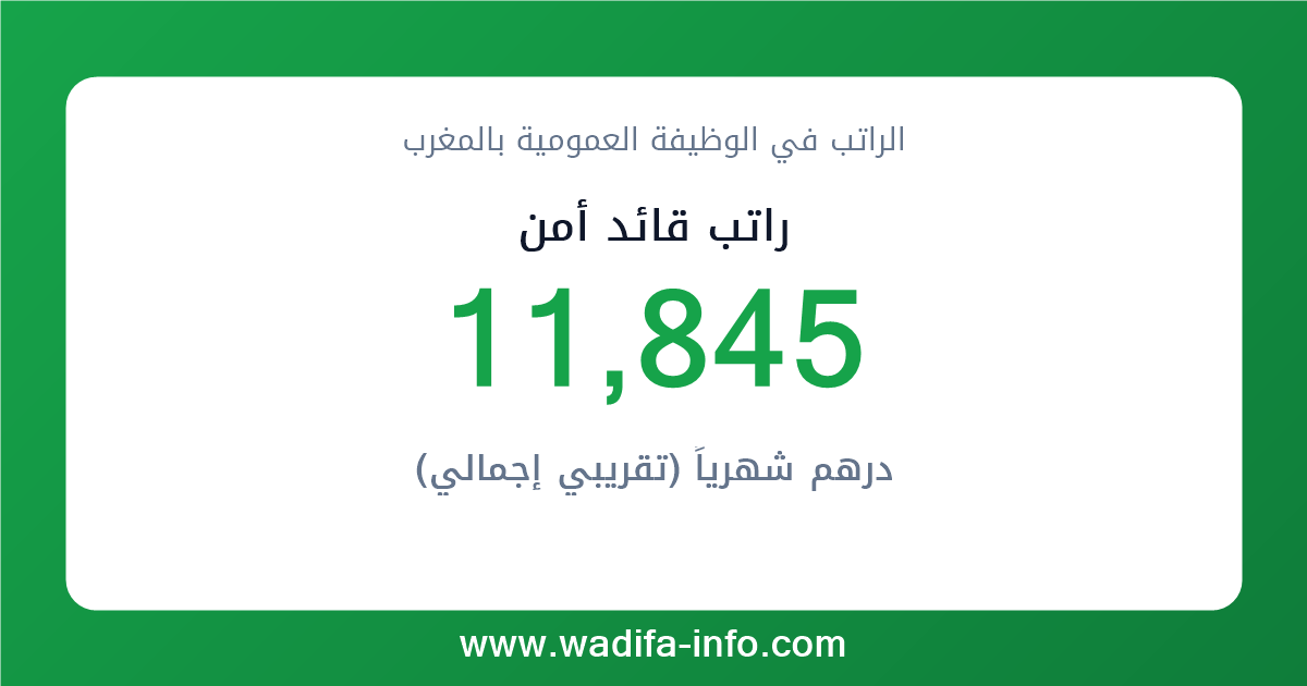 راتب قائد أمن في المغرب 2026 — شبكة الأجور والتعويضات بالوظيفة العمومية