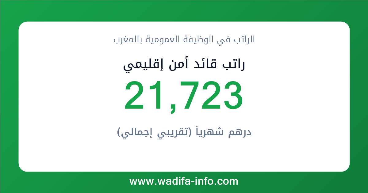 راتب قائد أمن إقليمي في المغرب 2026 — شبكة الأجور والتعويضات بالوظيفة العمومية